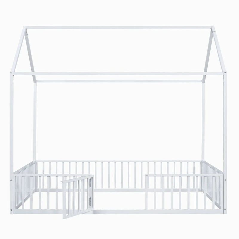Metal House Bed With Fence And Door by HouseOfZazla