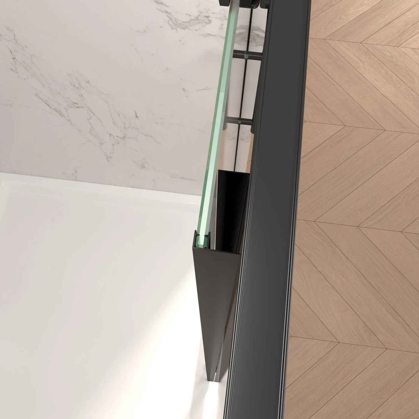 Frameless Single Sliding Shower Door by HouseOfZazla