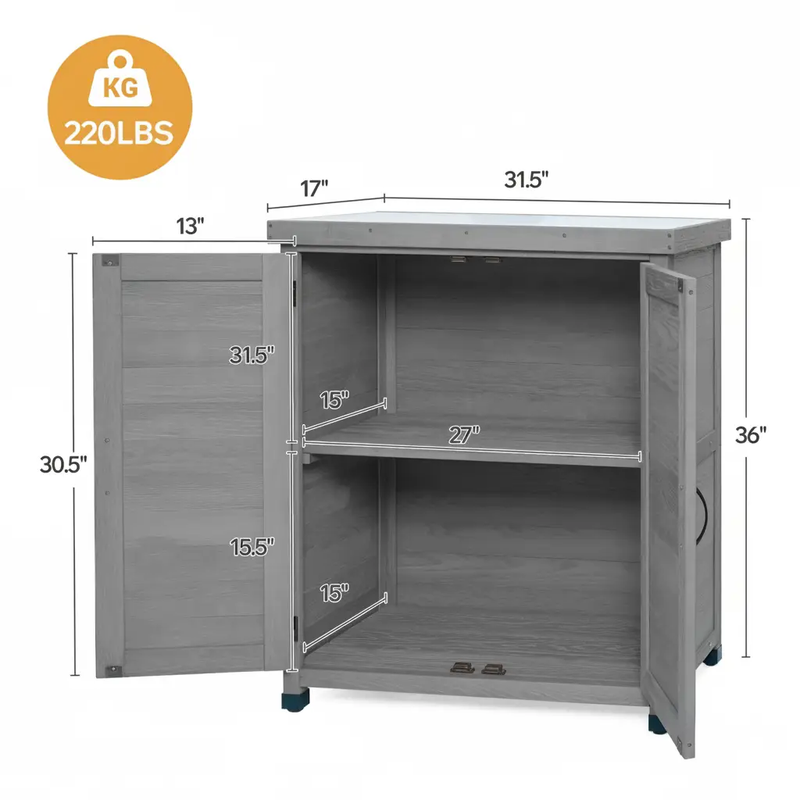 Potting Bench with Storage Cabinet and Metal Table Top by HouseOfZazla