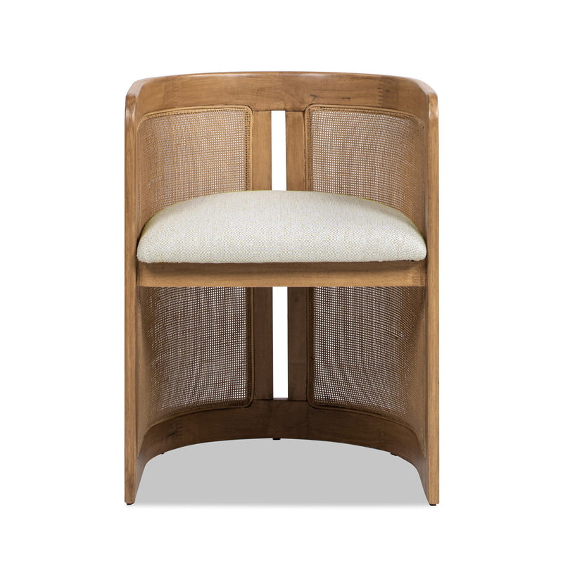 Curved Upholstered Dining Arm Chair with Stain Resistant Fabric - White Pepper, photo 3 of 7