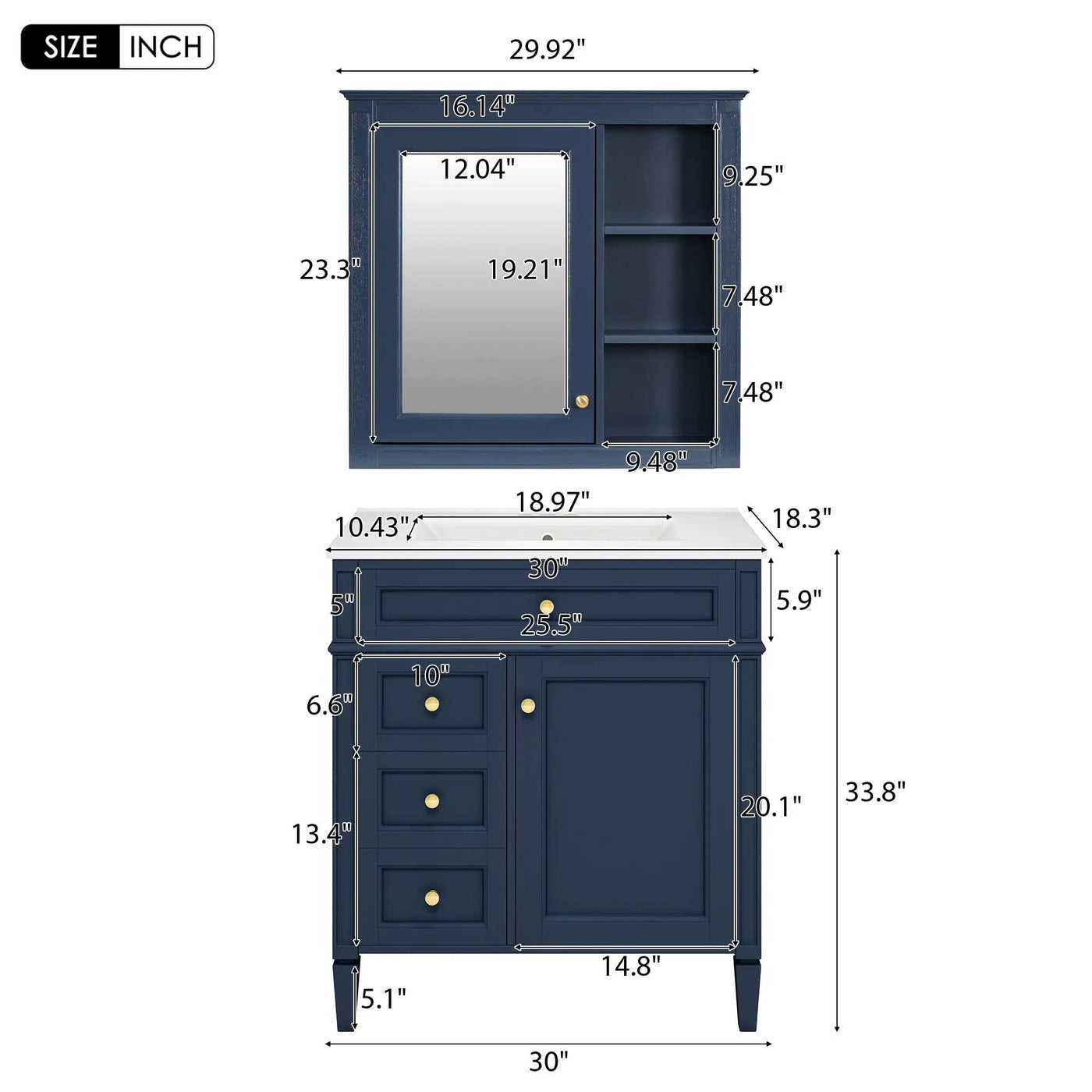Bathroom Vanity With Medicine Cabinet and Storage by HouseOfZazla
