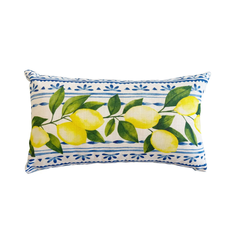 Summer Fresh Lemon Lumbar Outdoor Pillows - Multi by HouseOfZazla