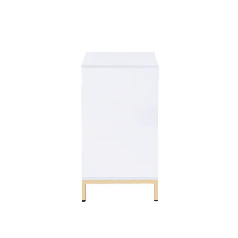 Ottey - Cabinet - White High Gloss & Gold by Unique Piece Furniture