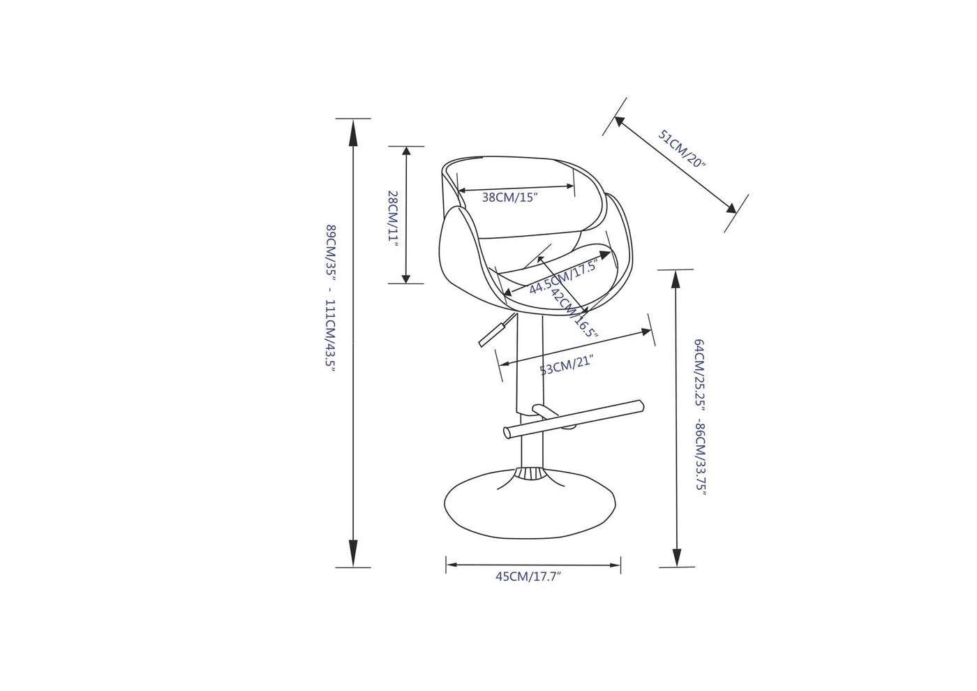 Amery - Mid Century Modern Adjustable Swivel Bar Stool by HouseOfZazla