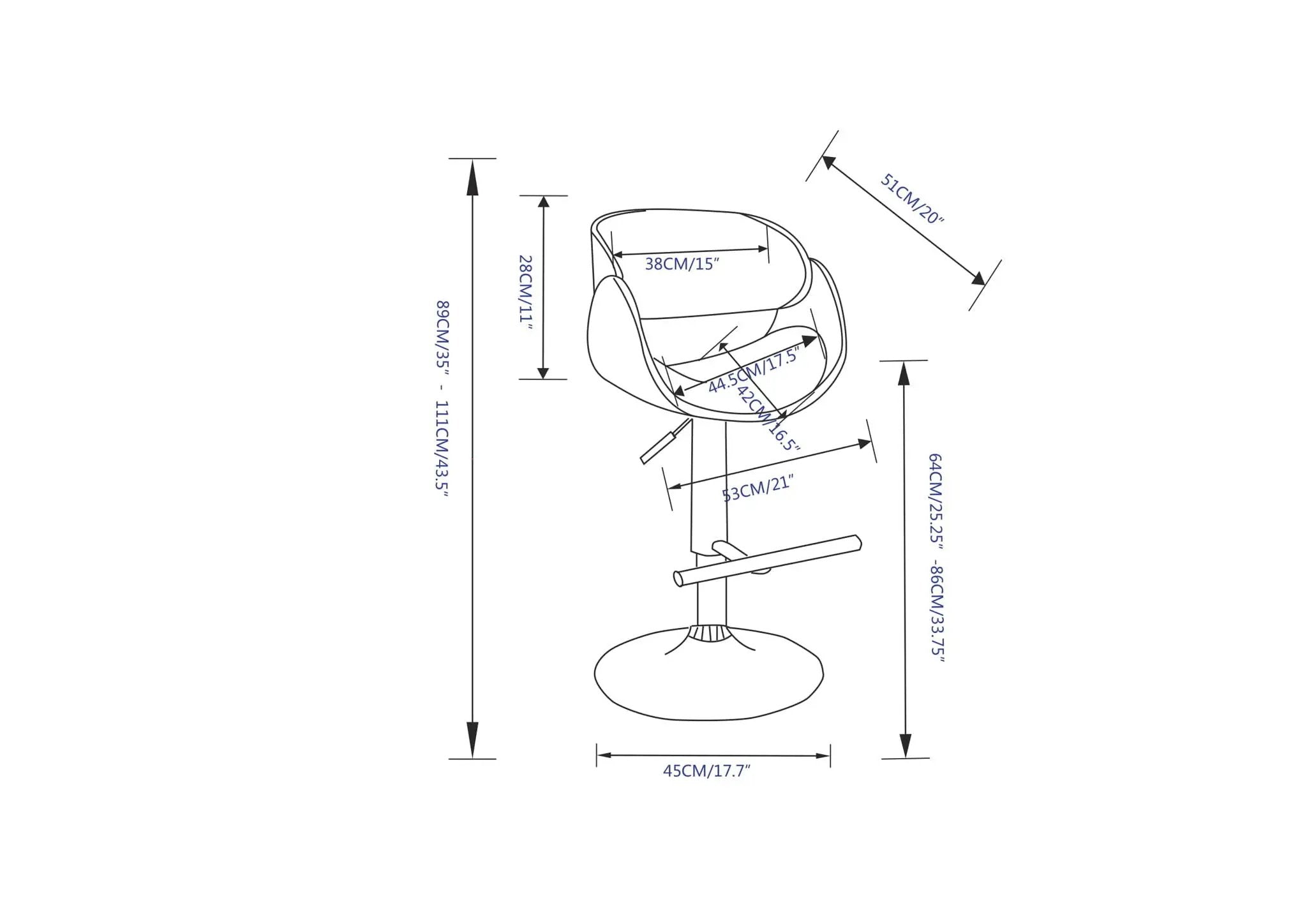 Amery - Mid Century Modern Adjustable Swivel Bar Stool by HouseOfZazla