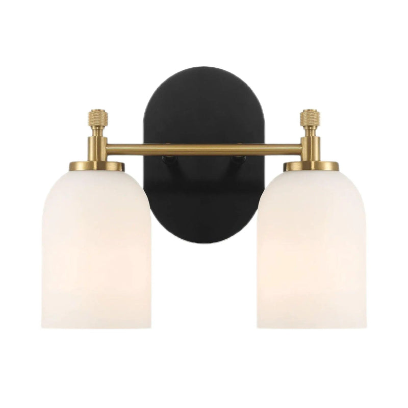 Vortex - 2 Lights Vanity In Style For Over Bathroom Mirror Wall Sconce - Black / Gold / White by HouseOfZazla