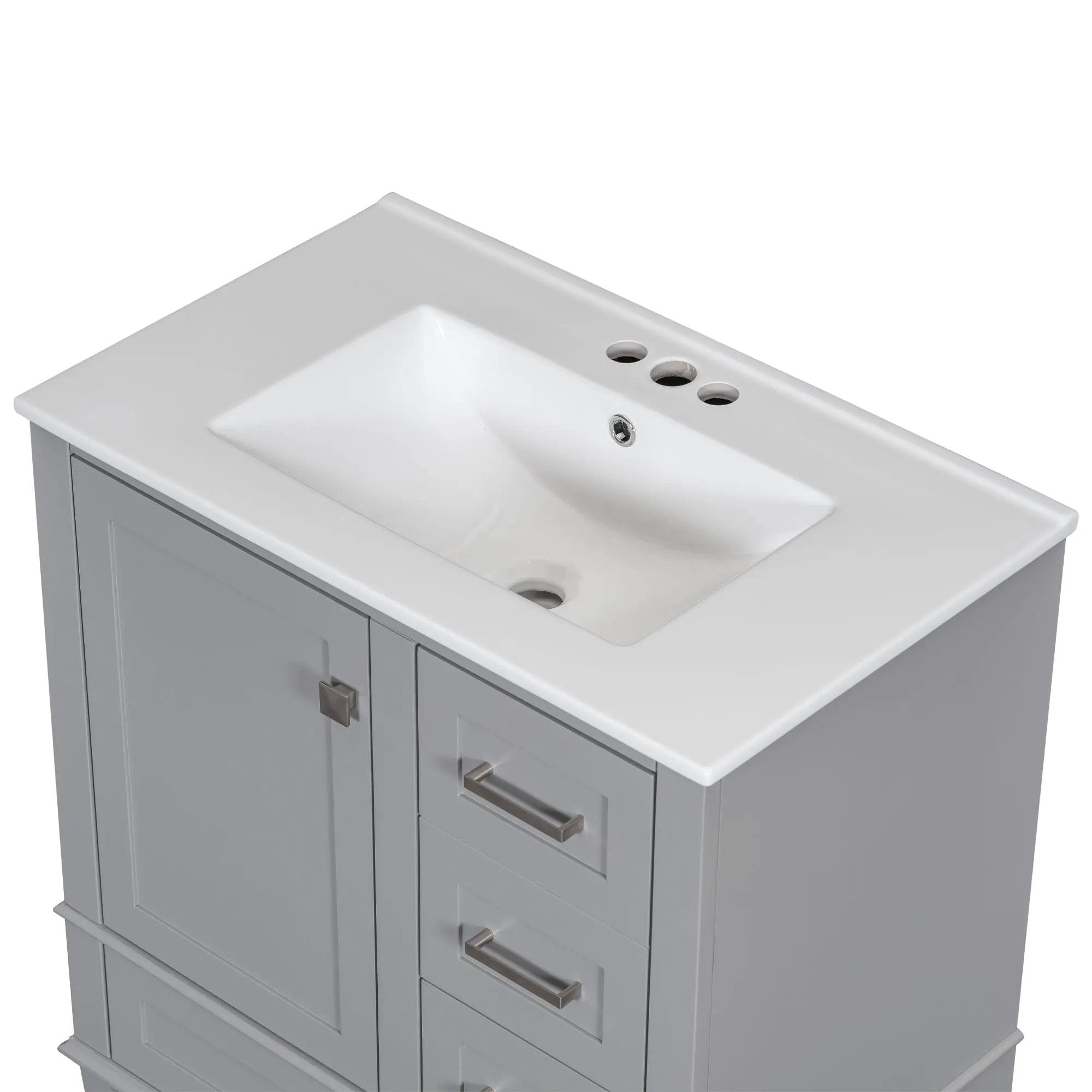 Bathroom Vanity, Modern Bathroom Cabinet With Sink Combo Set, Bathroom Storage Cabinet With A Soft Closing Door And 3 Drawers, Solid Wood Frame by HouseOfZazla
