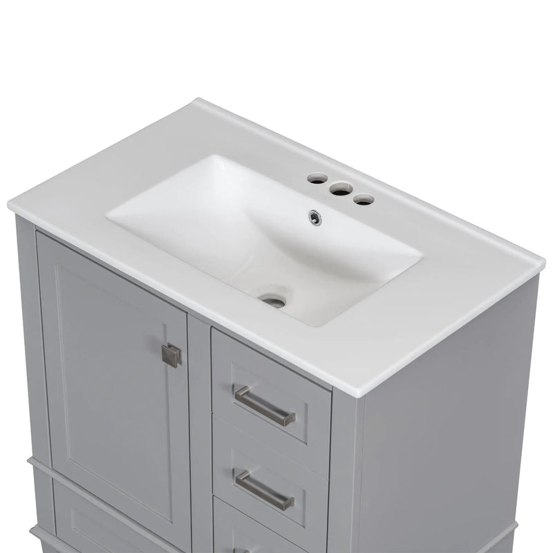 Bathroom Vanity, Modern Bathroom Cabinet With Sink Combo Set, Bathroom Storage Cabinet With A Soft Closing Door And 3 Drawers, Solid Wood Frame by HouseOfZazla