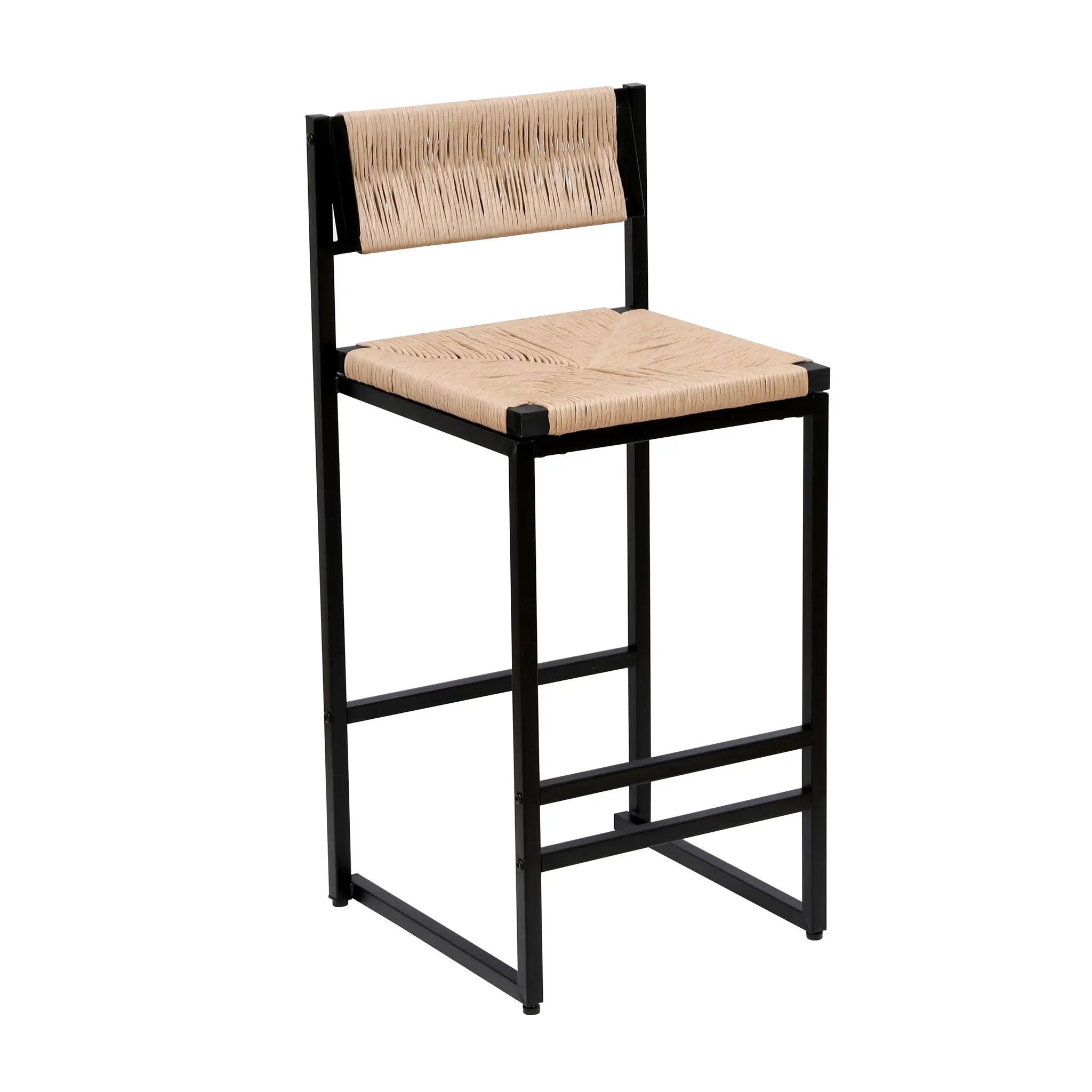Bar Stools Paper Rope Weave Dining Chairs With Back Hand Weave Stools For Kichen Island, Bar & Counter (Set of 2) by HouseOfZazla