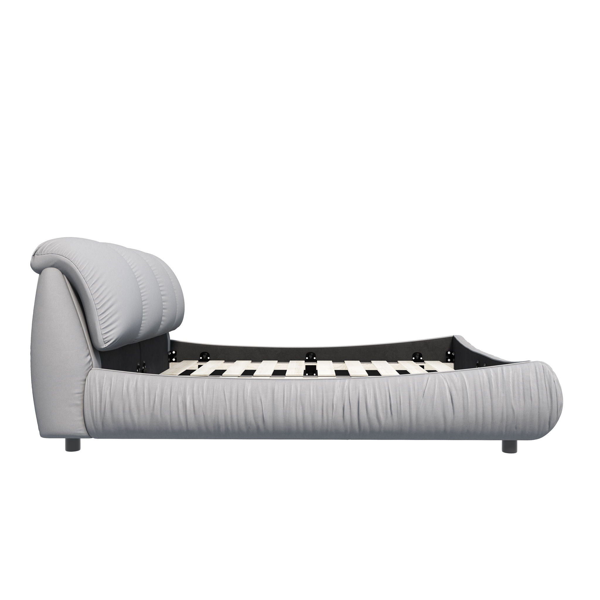 Luxury Upholstered Platform Bed With Oversized Padded Backrest And Solid Wood Frame by HouseOfZazla