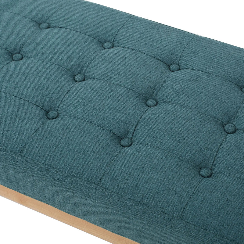 Vibratory Button Tufted Upholstered Ottoman with Splayed Wooden Legs by HouseOfZazla