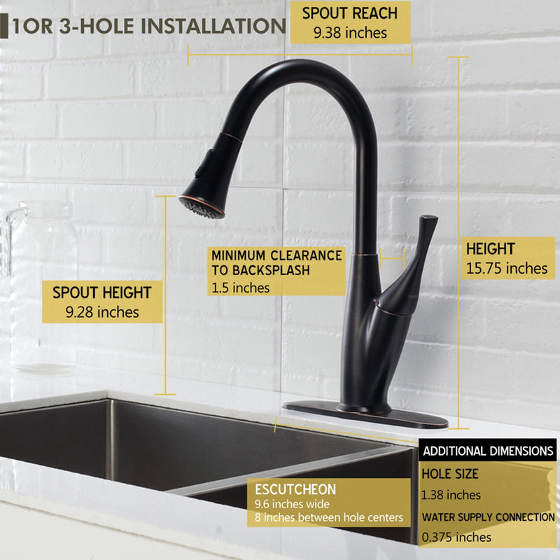Kitchen Faucet With Pull Out Sprayer - Oil-Rubbed Bronze by HouseOfZazla