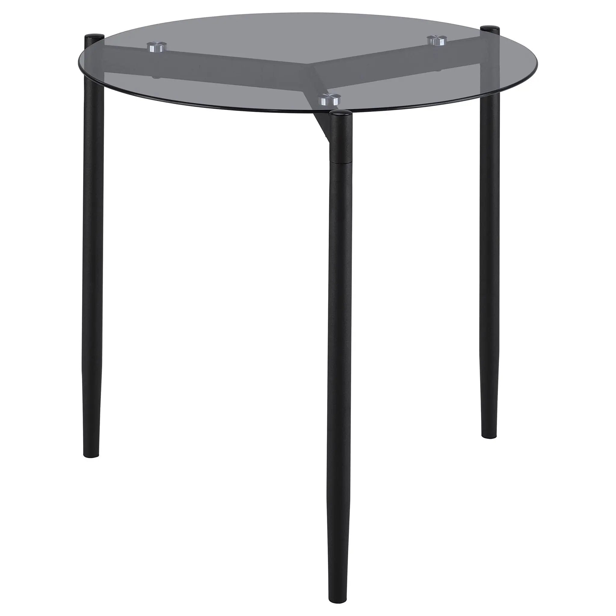 Rosalie Round Smoked Glass Top End Table Grey by Unique Piece Furniture