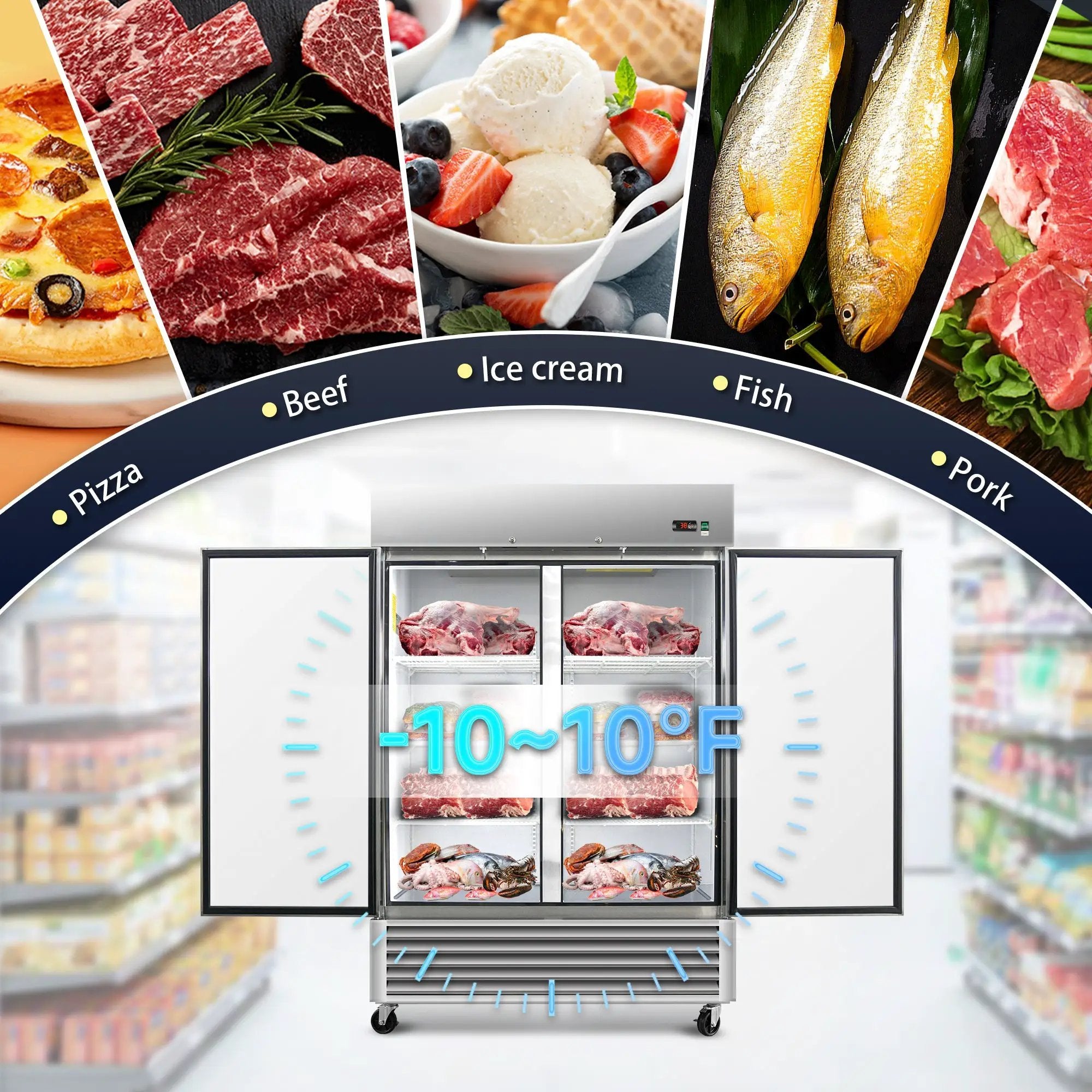 54" Commercial Freezer with 2 Solid Doors by HouseOfZazla