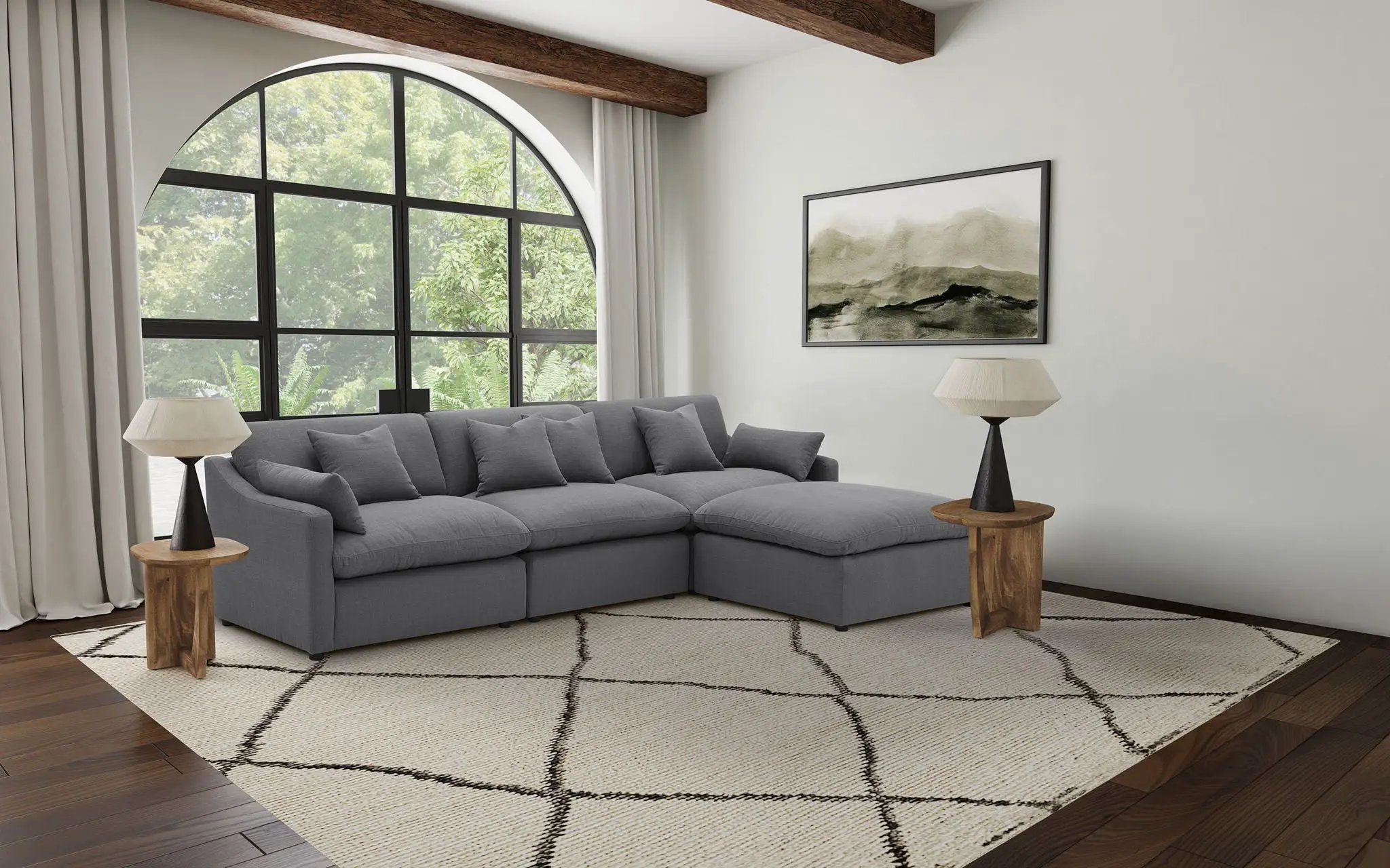 Hobson 4-piece Upholstered Modular Sectional Sofa Charcoal by Unique Piece Furniture