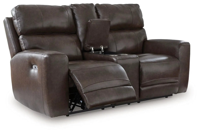Crossplex - Power Reclining Loveseat / Console / Adjustable Headrest - Smoke by Unique Piece Furniture