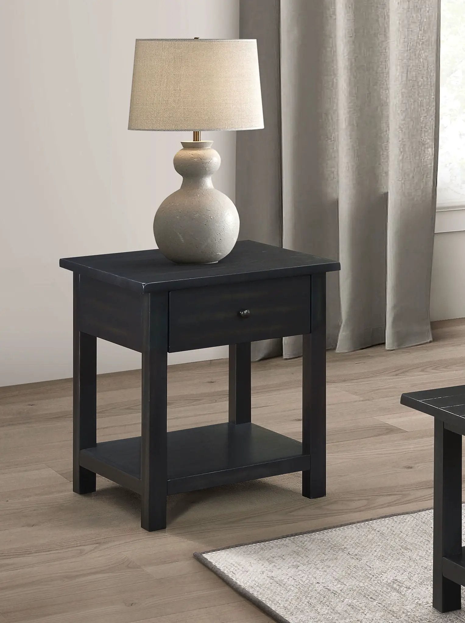 Payne 1-drawer Wood End Table with Shelf Distressed Java by Unique Piece Furniture