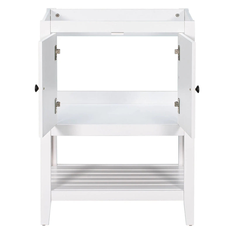 Bathroom Vanity Base Only, Soild Wood Frame, Bathroom Storage Cabinet With Doors And Open Shelf by HouseOfZazla