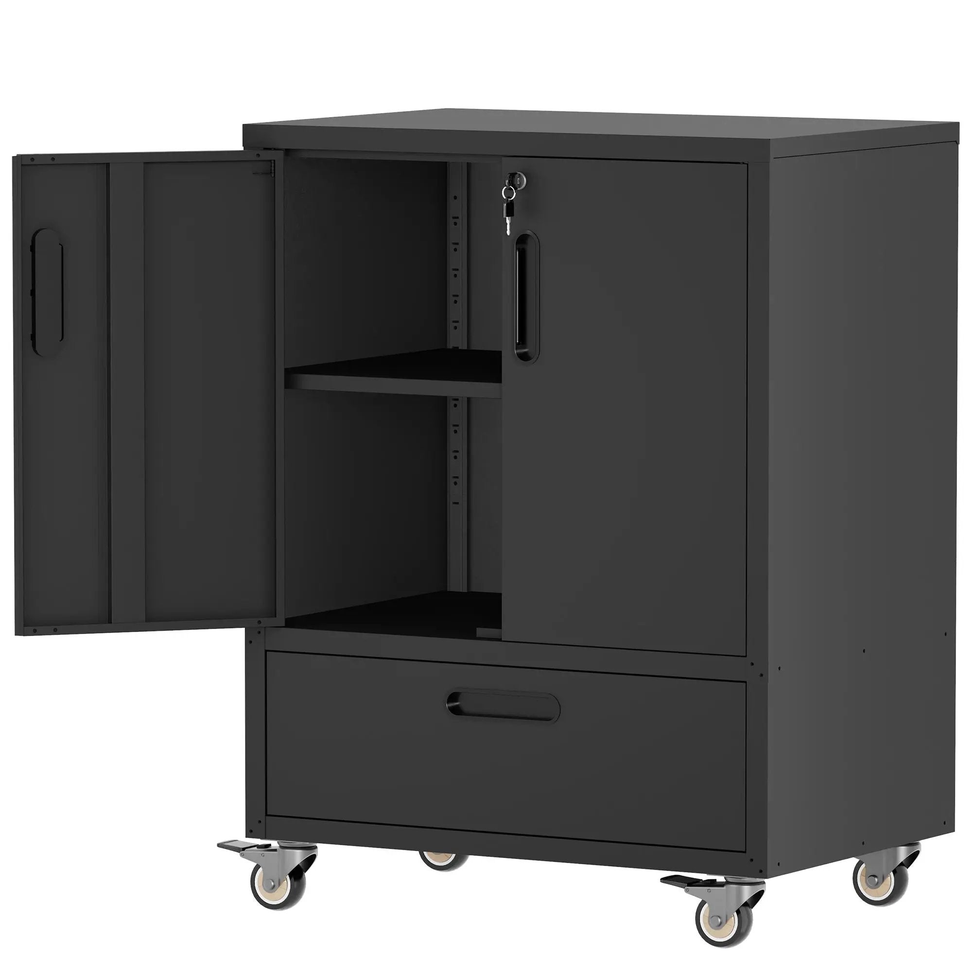 Mobile Tool Cart With Lockable Casters, Heavy-Duty Storage Organizer - Black by HouseOfZazla