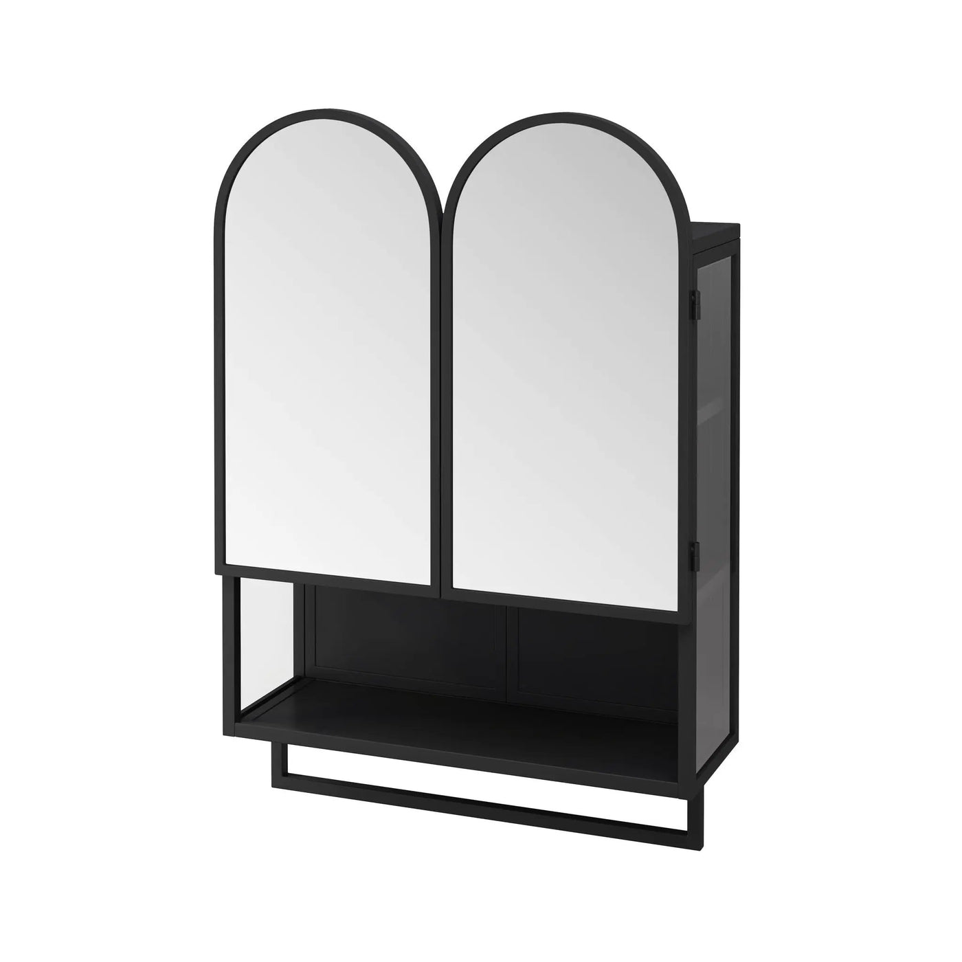 Double Arched Mirror Wall Cabinet With 2 Doors, Featuring Adjustable Shelves And Towel Rack by HouseOfZazla