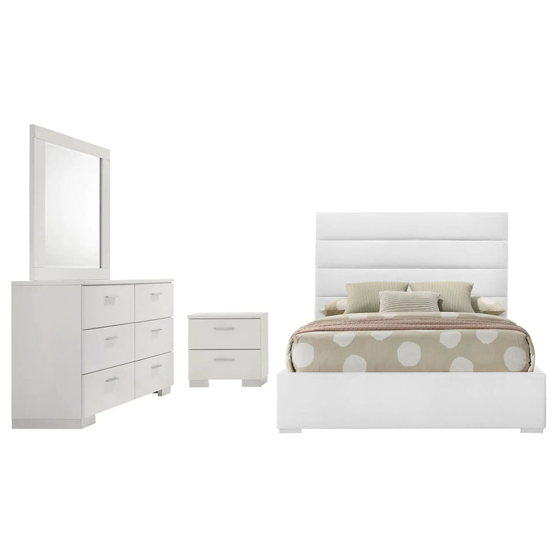 Felicity 4-piece Full Bedroom Set White High Gloss by Unique Piece Furniture