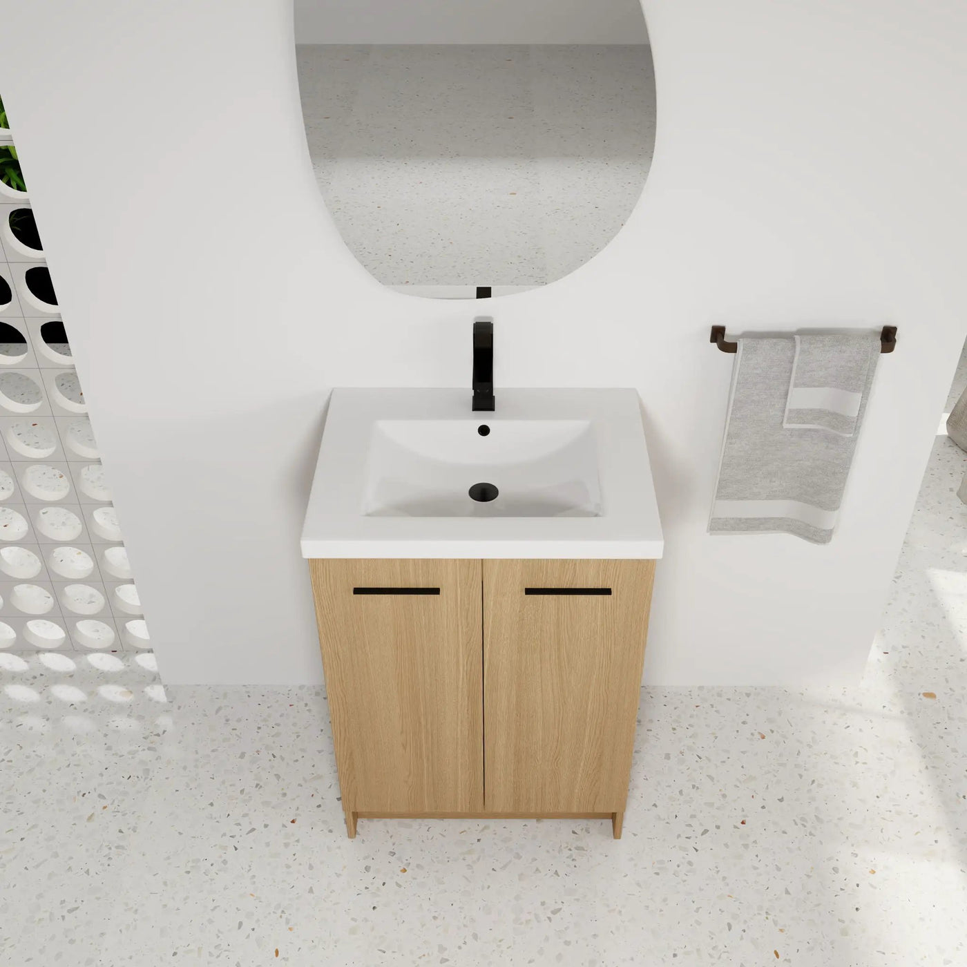 Floating Bathroom Vanity With Sink, Wall Mounted Double Door Storage by HouseOfZazla