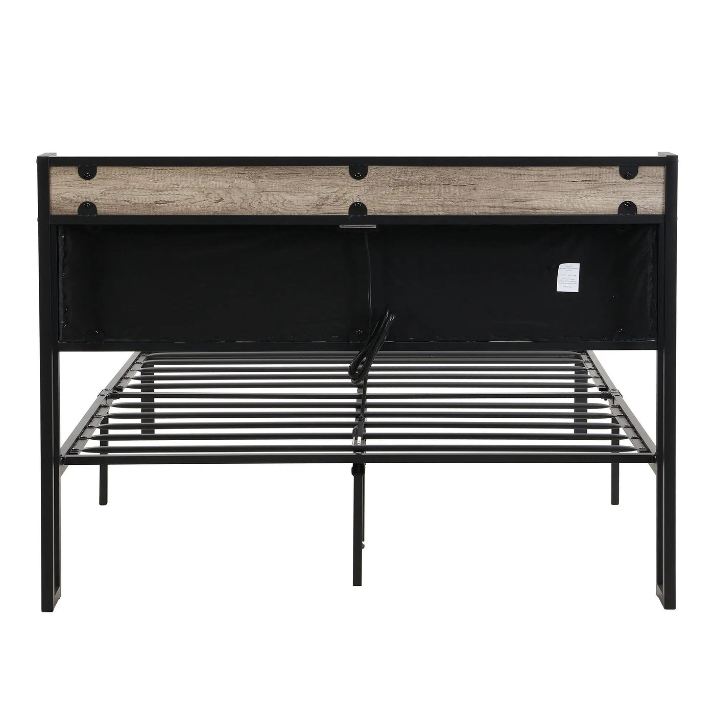 Modern Bed Frame With LED Lights, Upholstered Headboard, USB Charging by HouseOfZazla