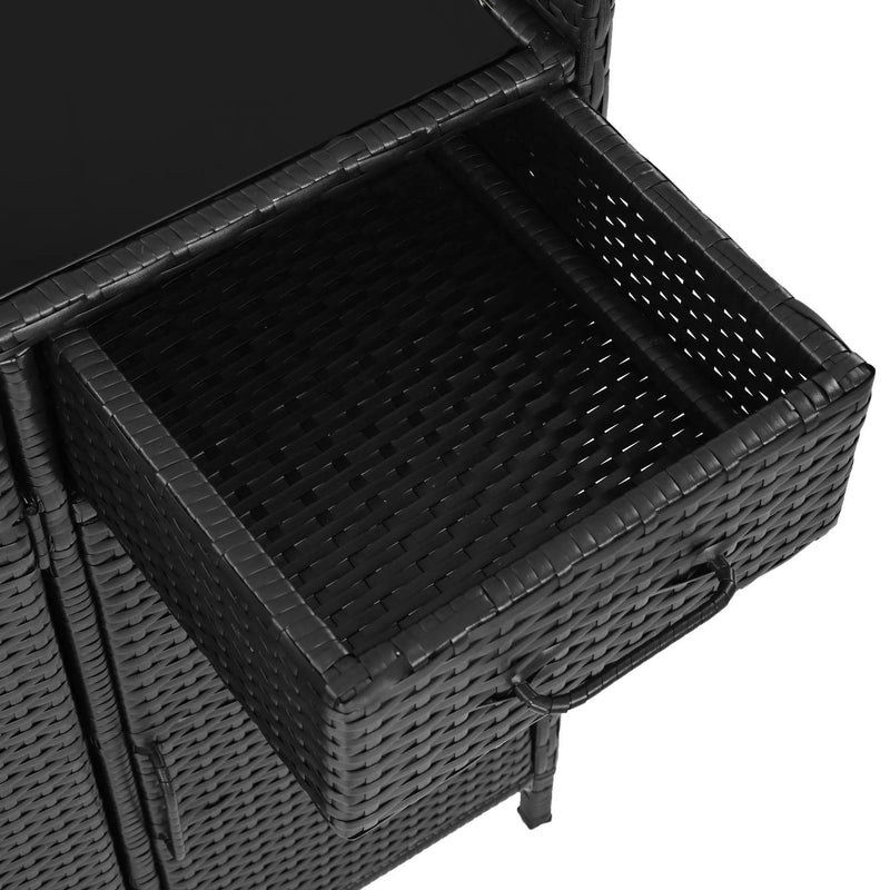 K&K 47.5"W Wicker Outdoor Storage Cabinet with Tempered Glass Top by HouseOfZazla