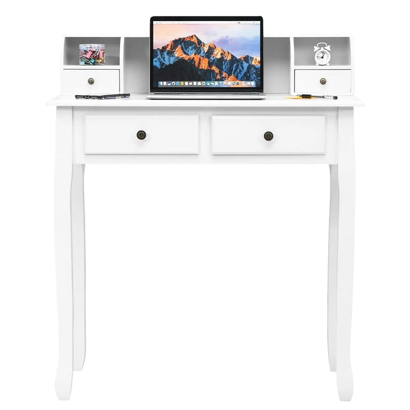 Writing Desk 2-Tier Vanity Desk Computer Desk with 4 Drawers by DirectDeals