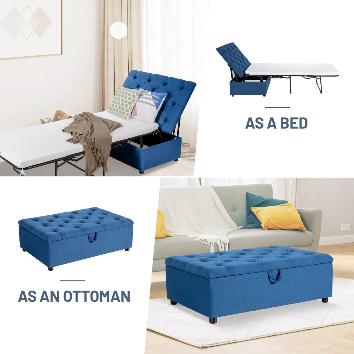 Folding Ottoman Sleeper Bed with Mattress for Guest Bed and Office Nap by DirectDeals