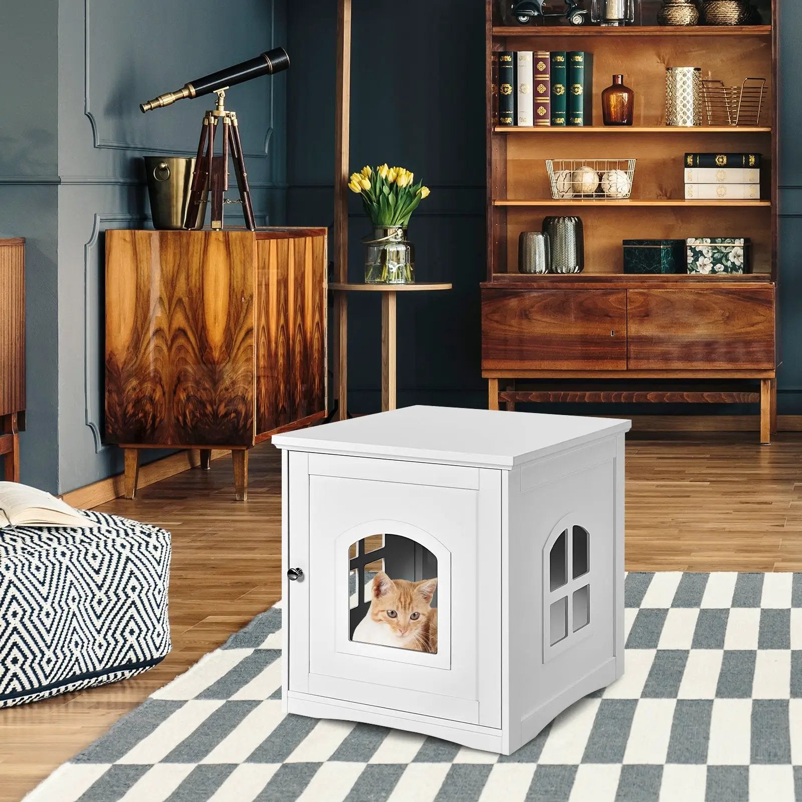 Side Table Nightstand Decorative Cat House by DirectDeals