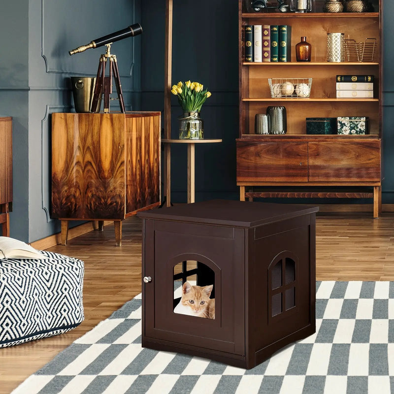 Side Table Nightstand Decorative Cat House by DirectDeals
