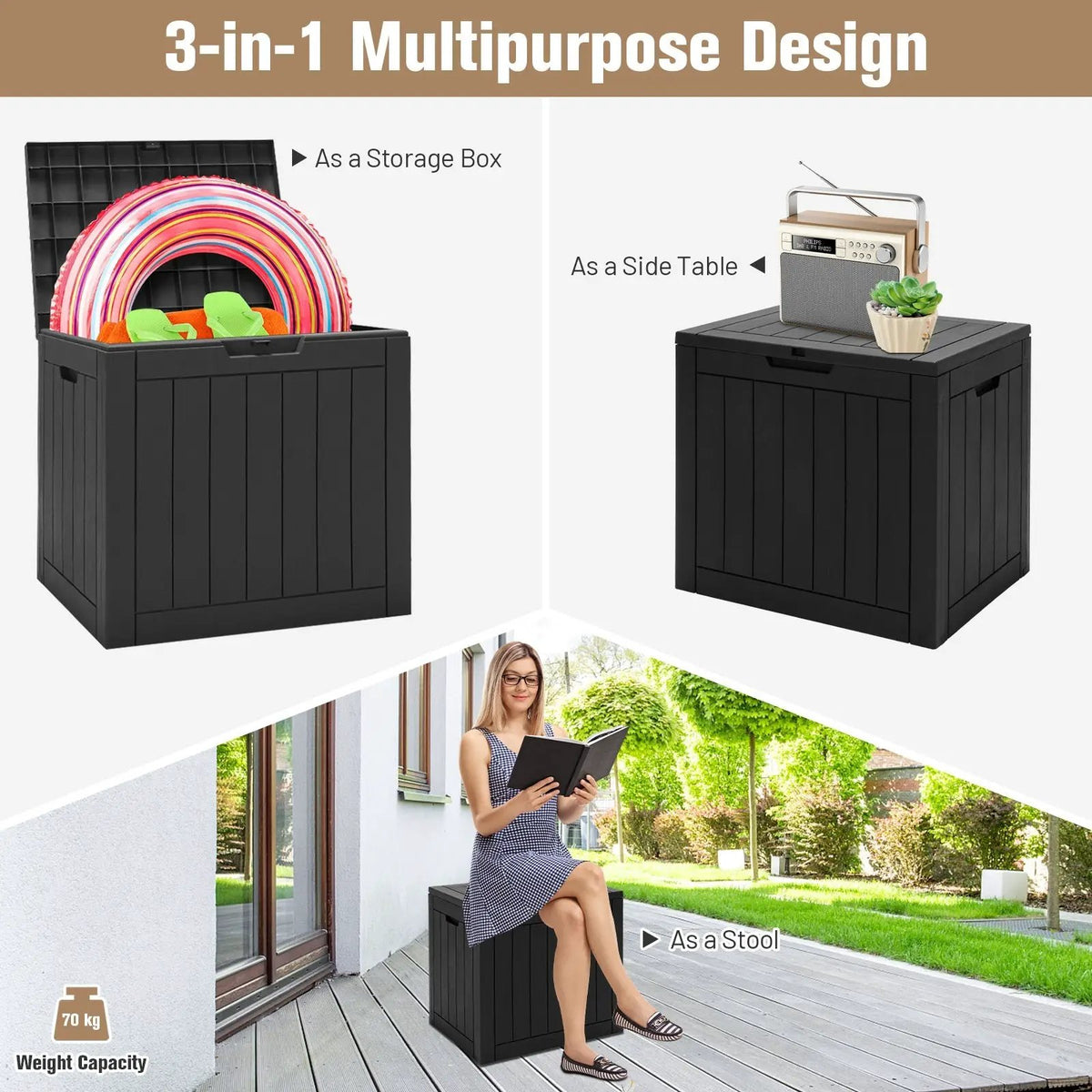 30 Gallon Deck Box Storage Container Seating Tools by DirectDeals