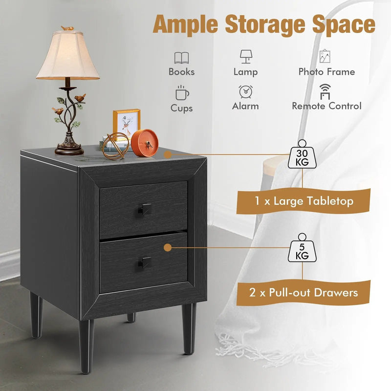 Multipurpose Retro Bedside Nightstand by DirectDeals