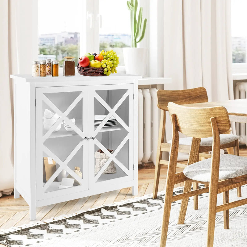 Freestanding Kitchen Buffet Cabinet with Glass Doors and Adjustable Shelf by DirectDeals