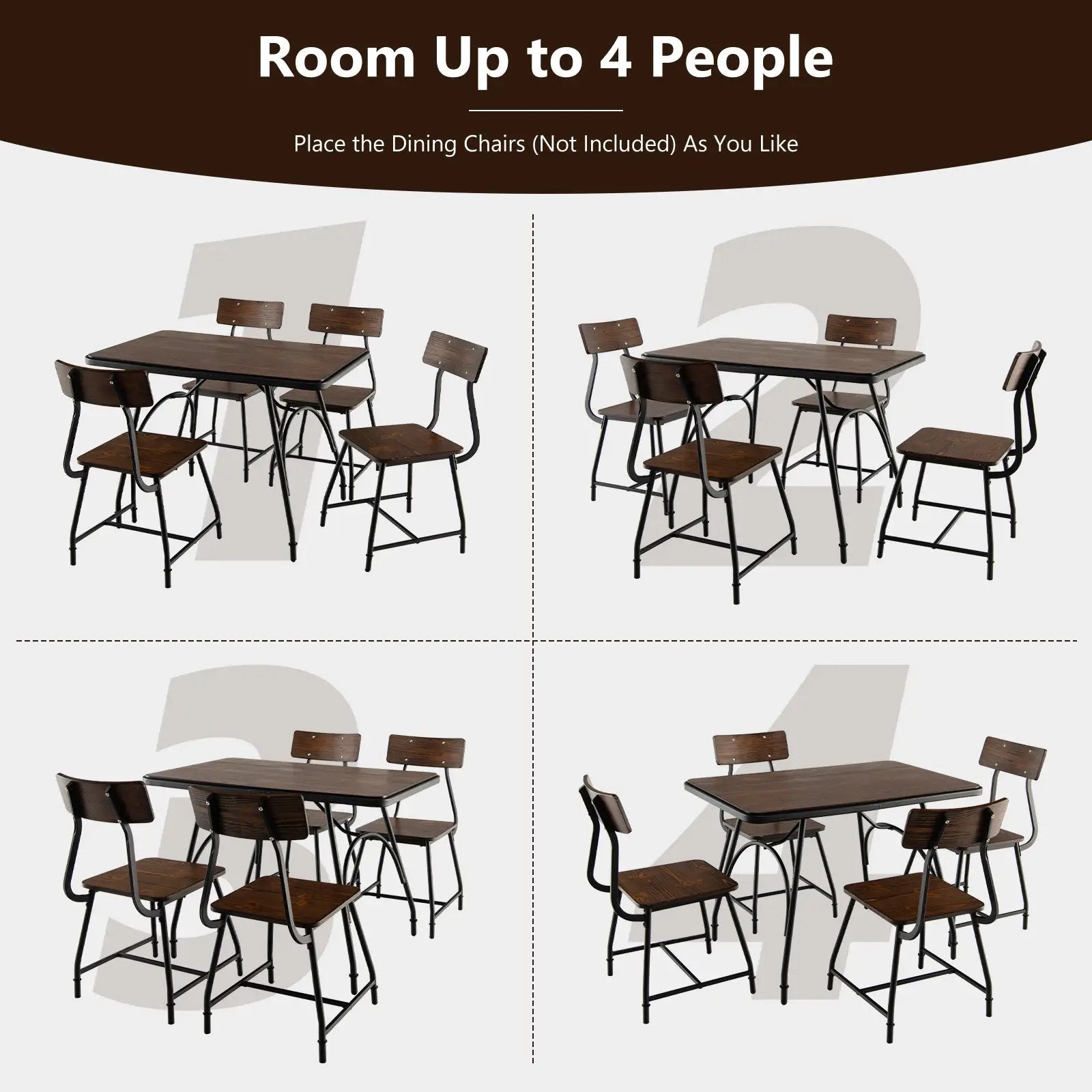 43 x 27.5 Inch Industrial Style Dining Table with Adjustable Feet-Rustic Brown by DirectDeals
