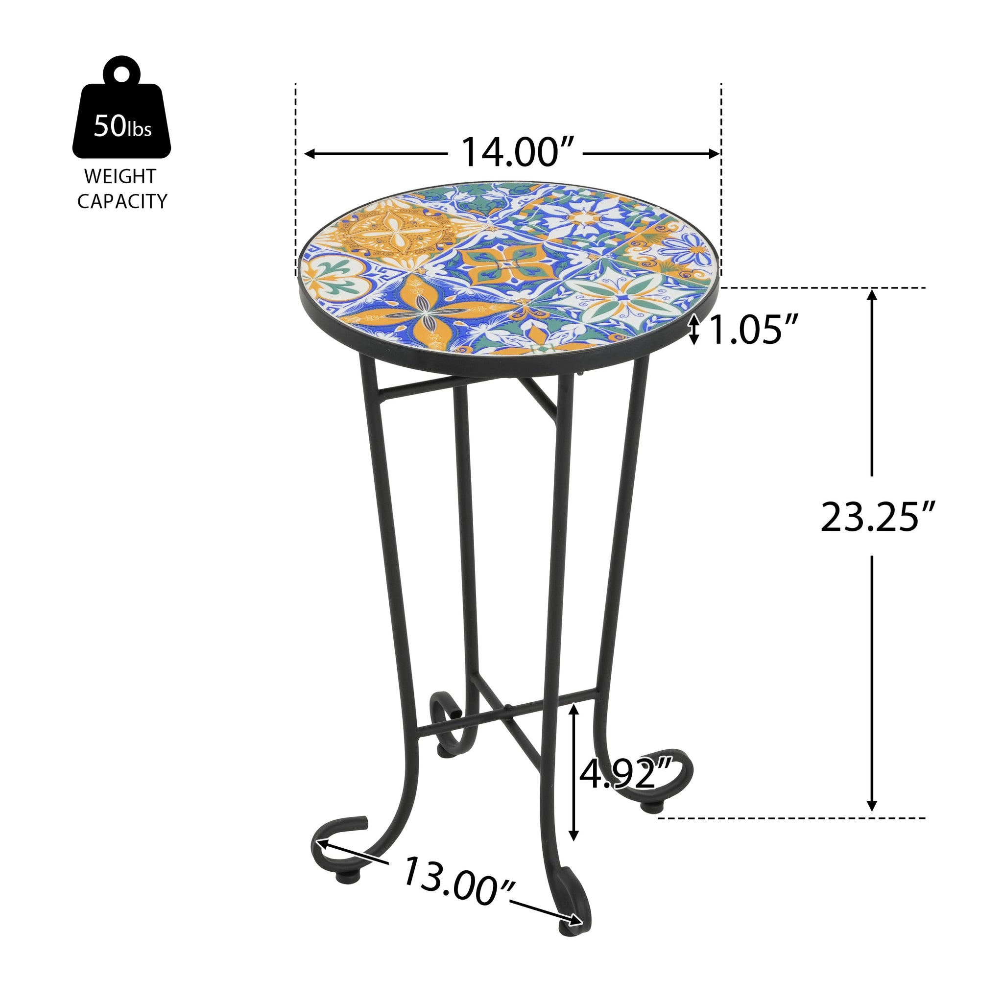 Patio Side Table, Colorful + Black by HouseOfZazla