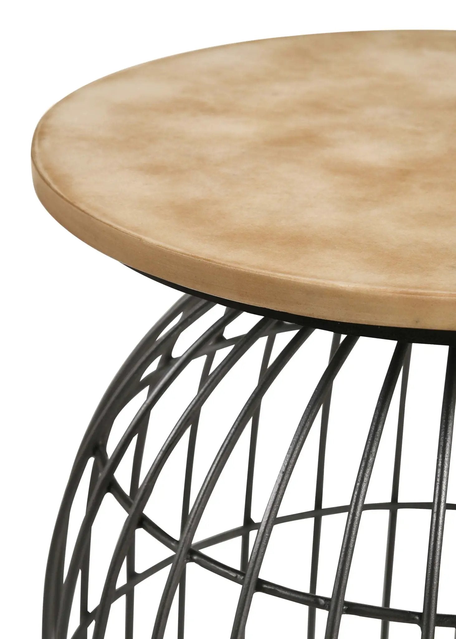 Bernardo Round Wire Frame Side Table Natural and Gunmetal by Unique Piece Furniture