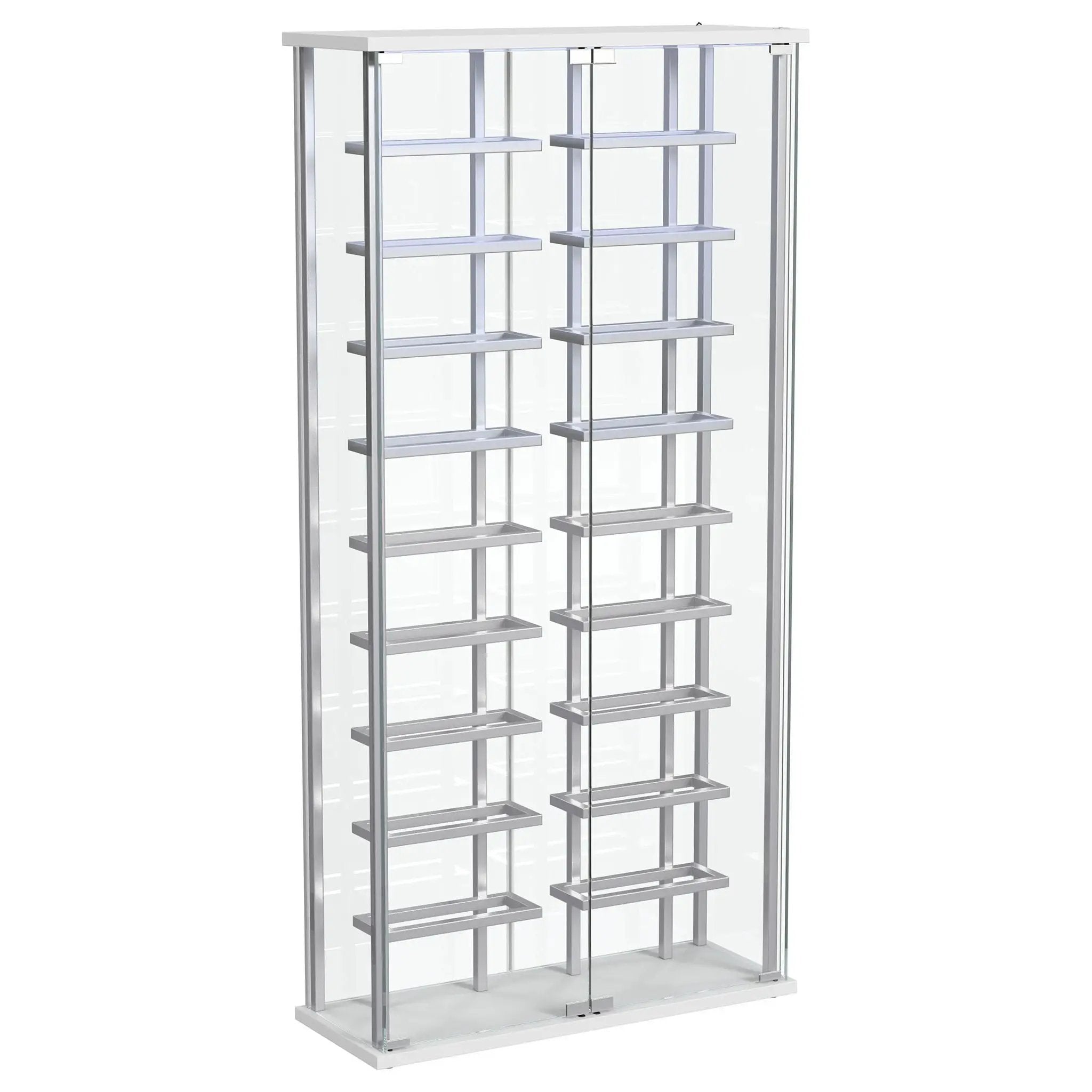 Montara Tempered Glass Wine Storage LED Curio Cabinet Chrome by Unique Piece Furniture