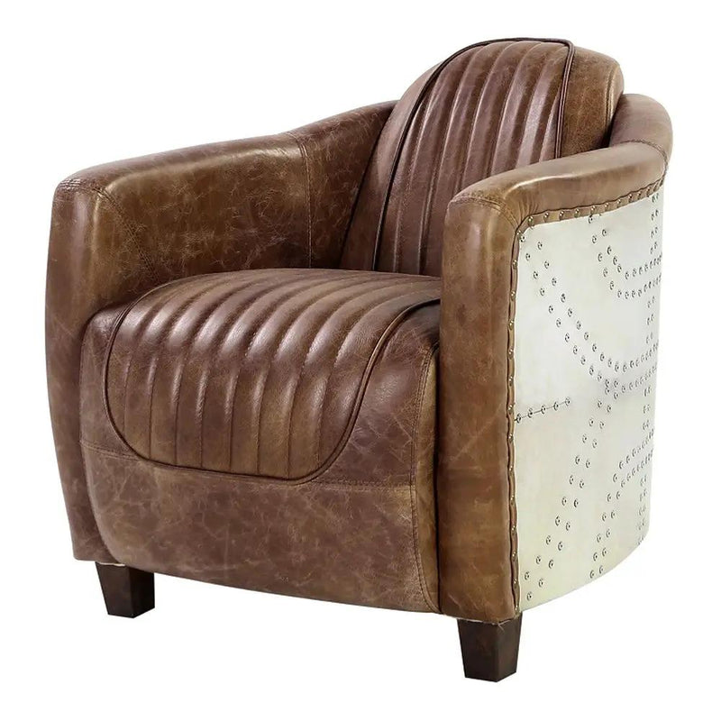 Brancaster - Chair - Retro Brown Top Grain Leather & Aluminum by Unique Piece Furniture