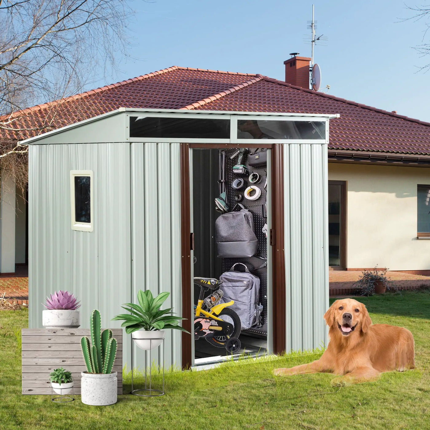 Outdoor Metal Storage Shed With Window by HouseOfZazla