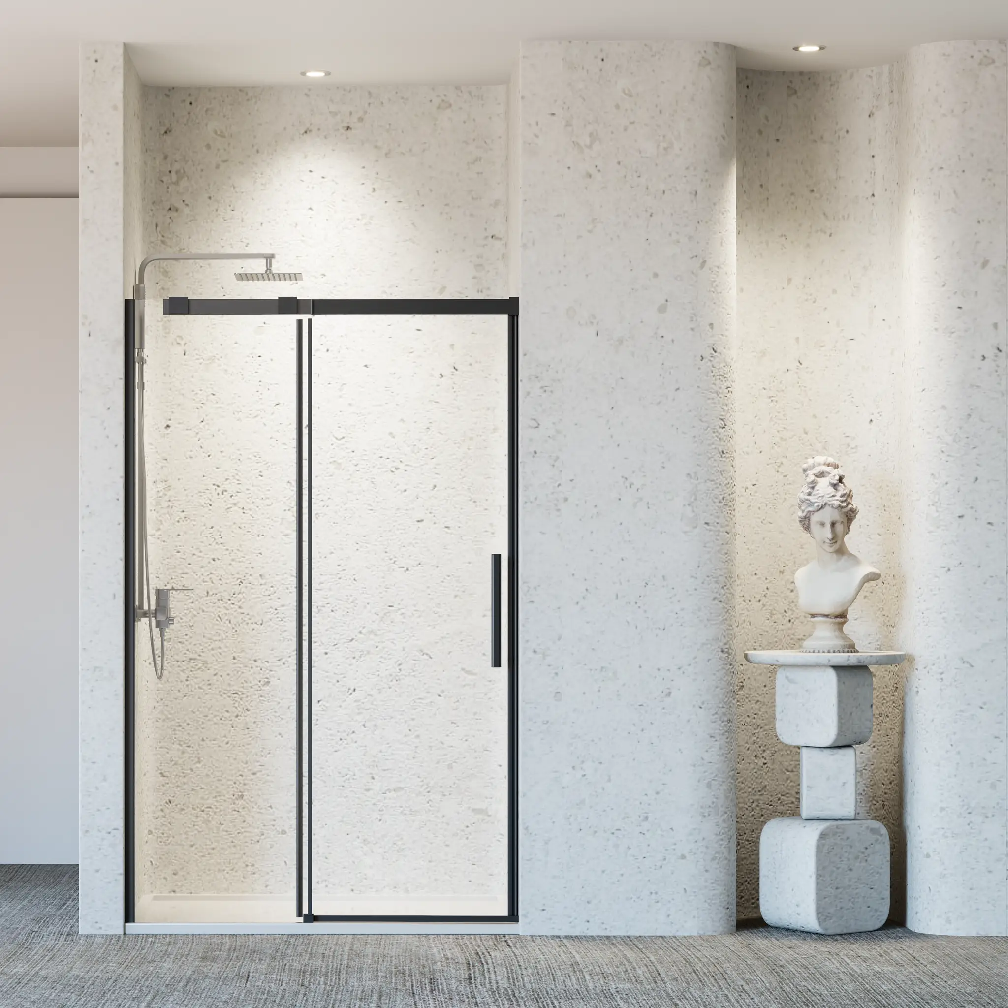 46-48" W x 76" H Frameless Single Sliding Shower Door Matte Glass by HouseOfZazla