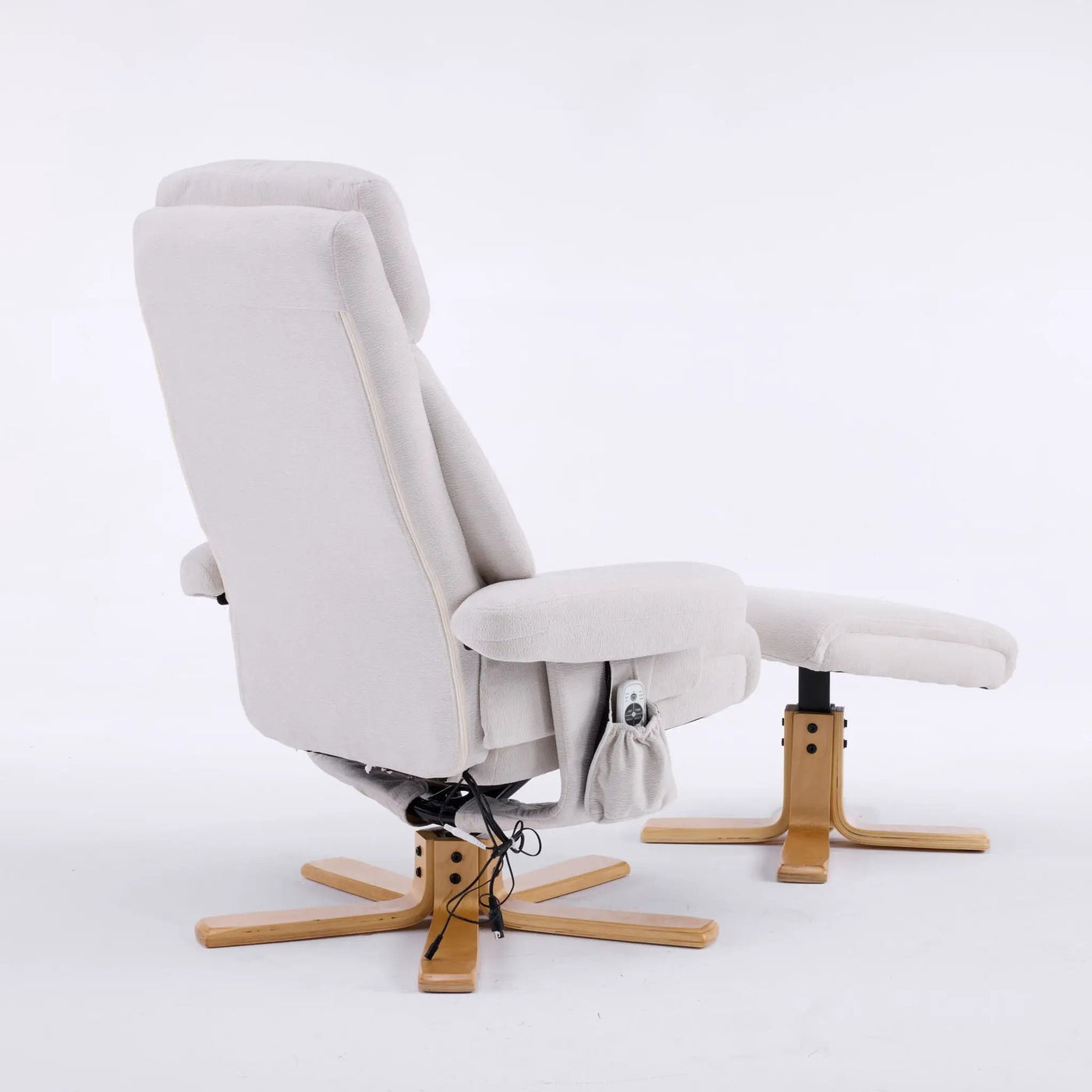 Upholstered Heated Massage 360° Swivel Accent Chair With Ottoman by HouseOfZazla