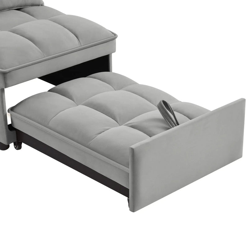 4 in 1 Multi-Function Single Sofa Bed with Storage Pockets Gray by HouseOfZazla