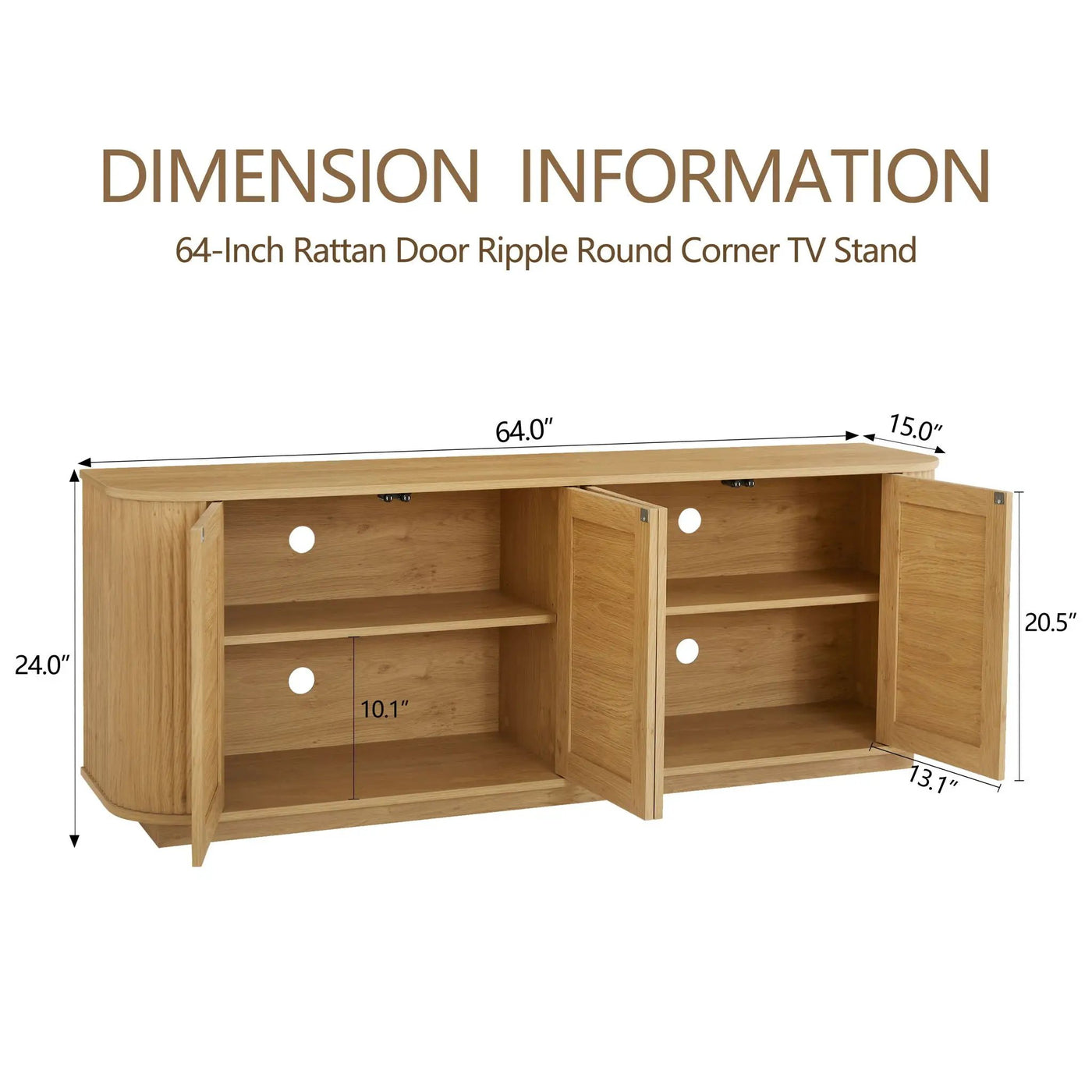 Contemporary Wave Shaped TV Stand With Rattan Doors by HouseOfZazla