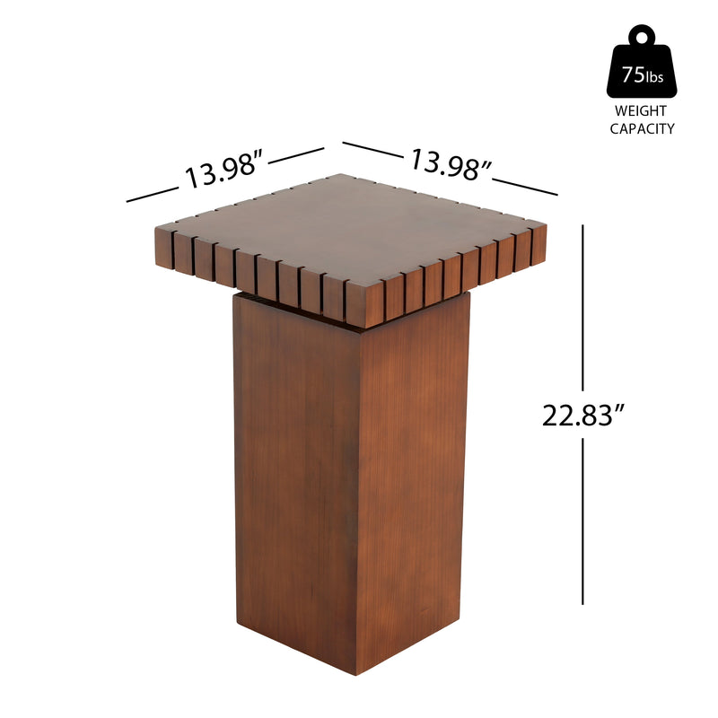 Walnut Wood Square End Table with Pedestal Base - Walnut, photo 5 of 10