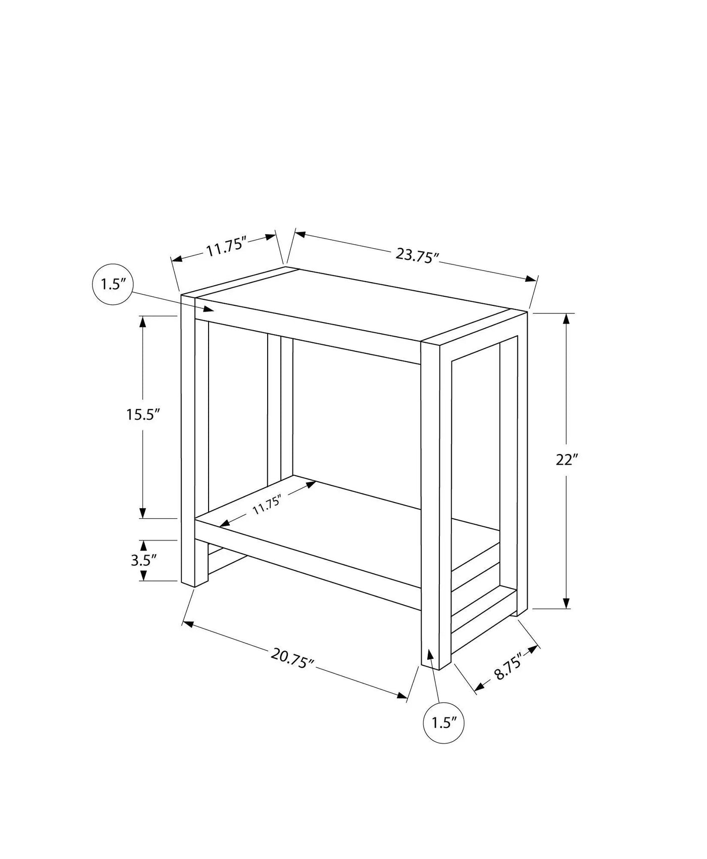 Accent Side Table Narrow Small 2-Tier Contemporary Modern by HouseOfZazla