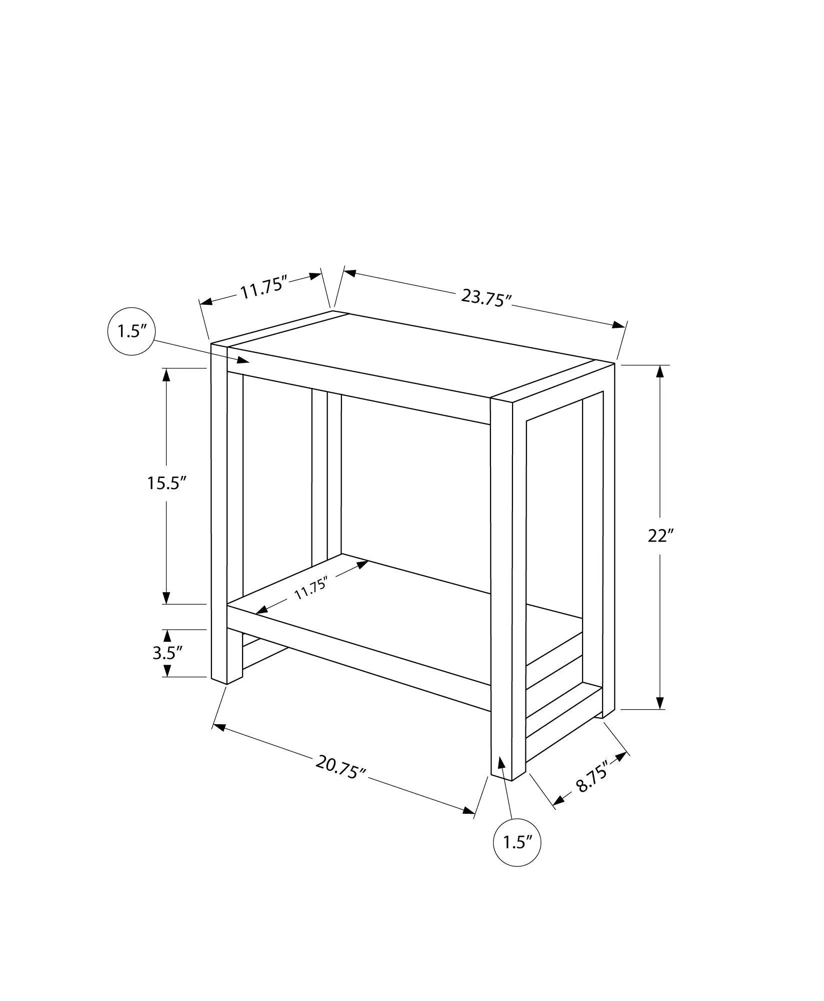 Accent Side Table, Narrow, Small, 2 Tier, Contemporary And Modern by Unique Piece Furniture