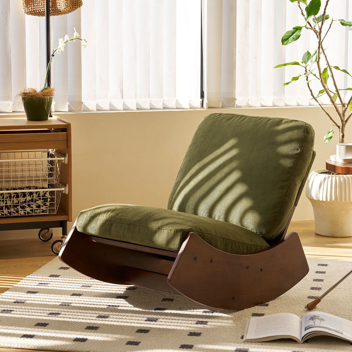 Upholstered Glider Rocking Chair with Solid Wood Frame - Multiple Colors