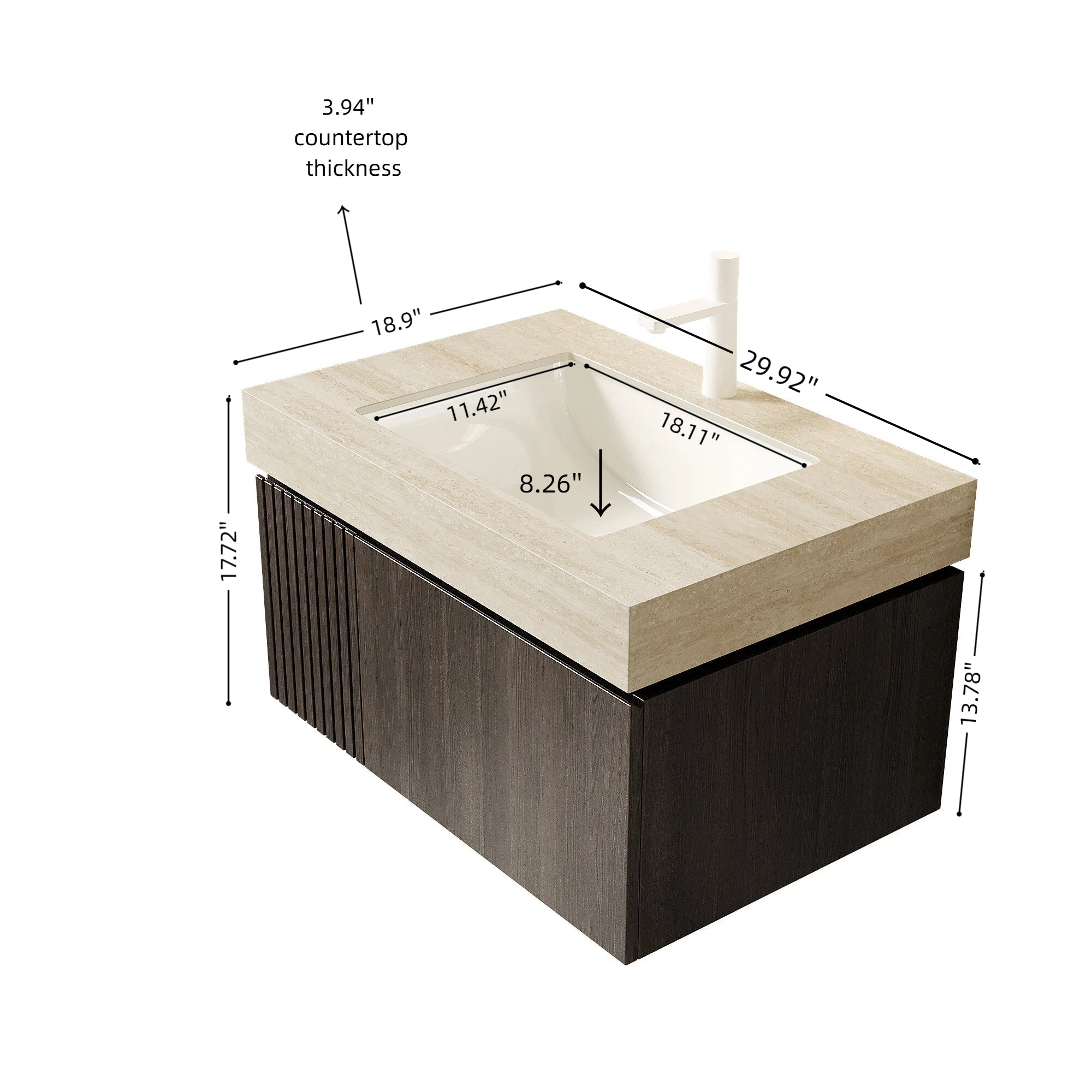 MURI 30" Bathroom Vanity with Sintered Stone Top & Ceramic Basin by HouseOfZazla